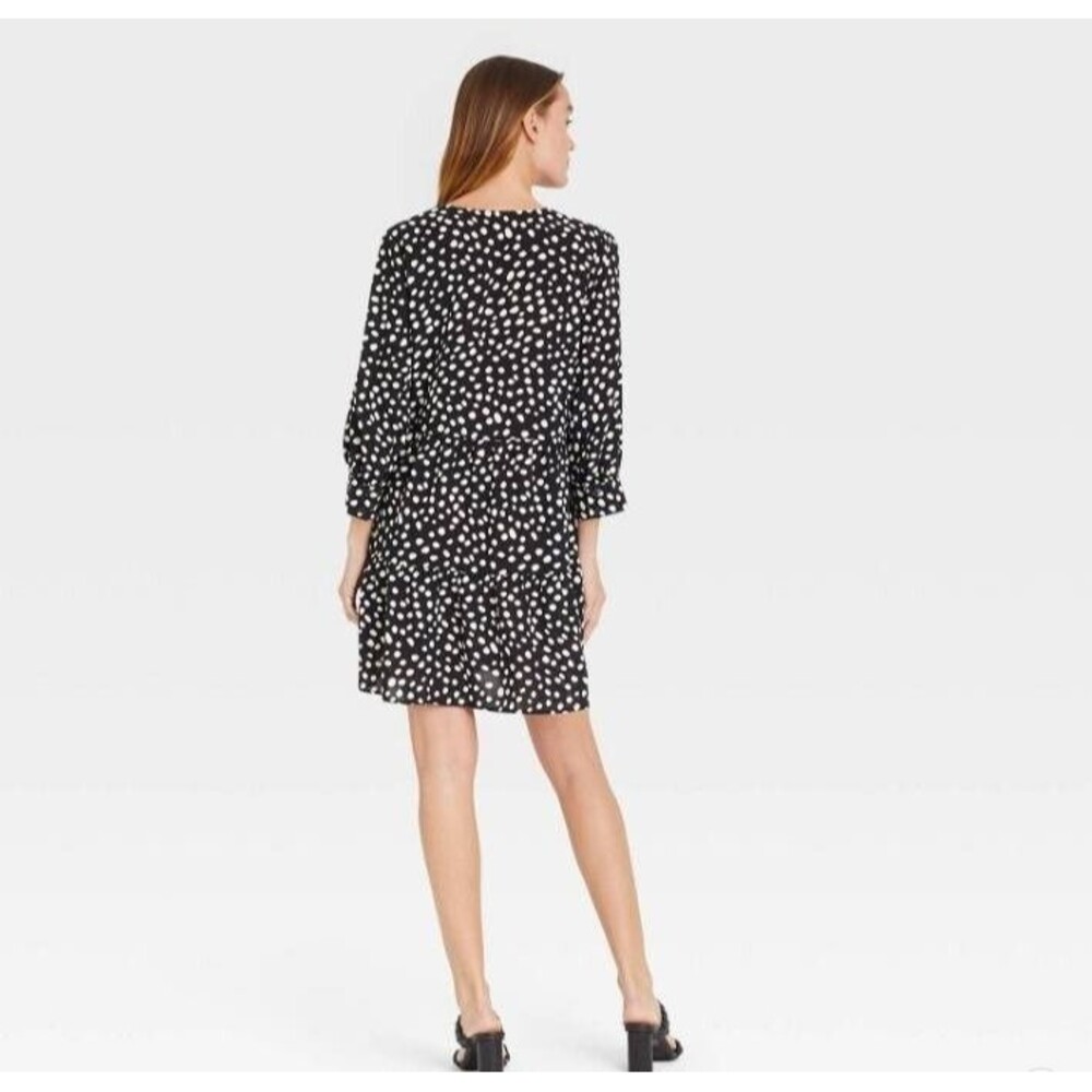 Who What Wear Pleated Mini Dress - Black Polka Dot - Womens XXL - NEW - Picture 2 of 7